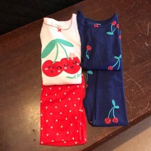 4 piece cherry jammies! 3T.